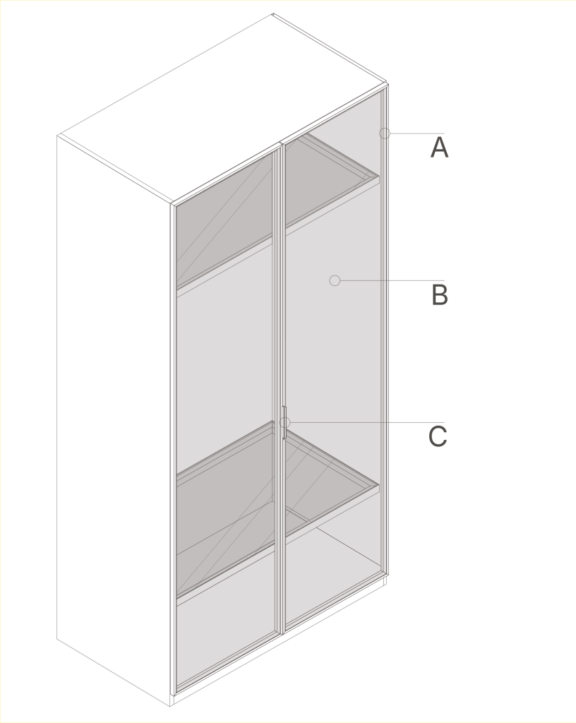 anta in alluminio con vetro minimalista