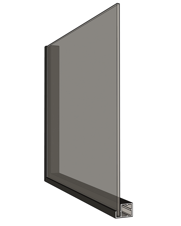 anta in alluminio con vetro minimalista